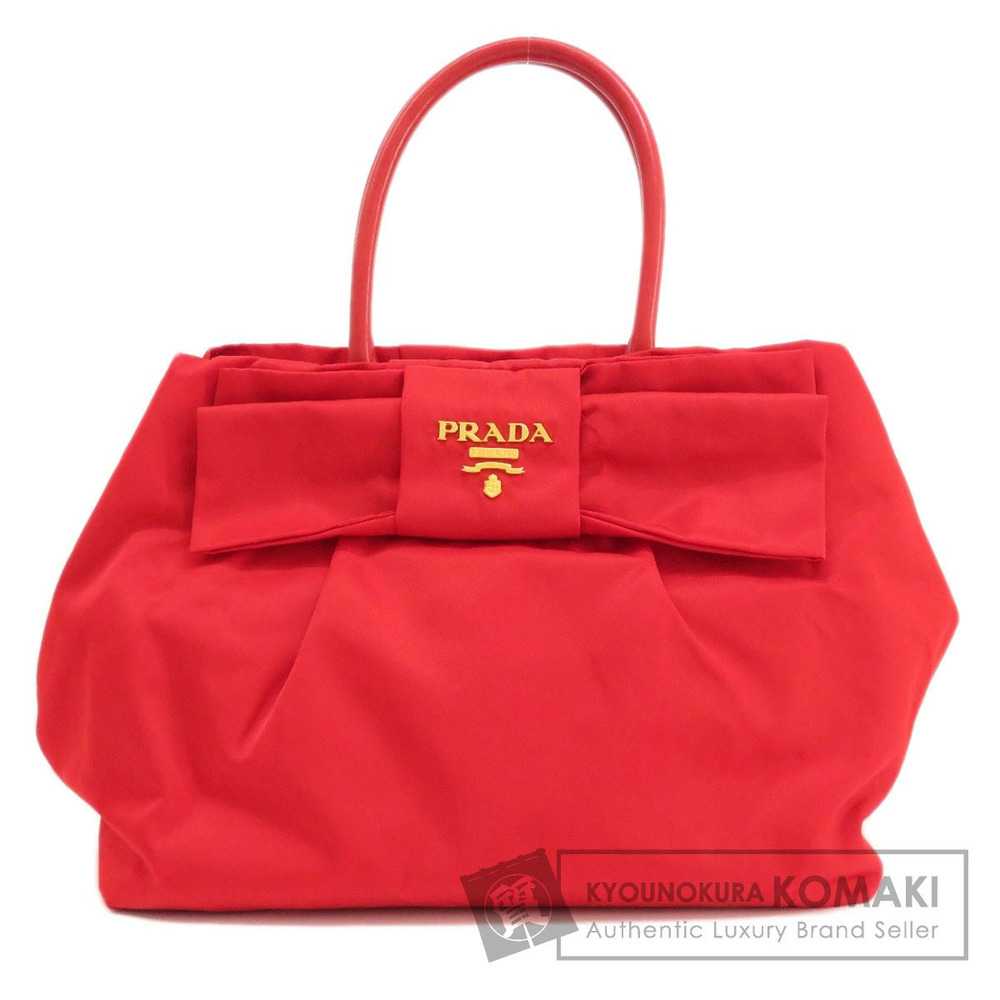Prada Tessuto Fiocco bow tote bag red
